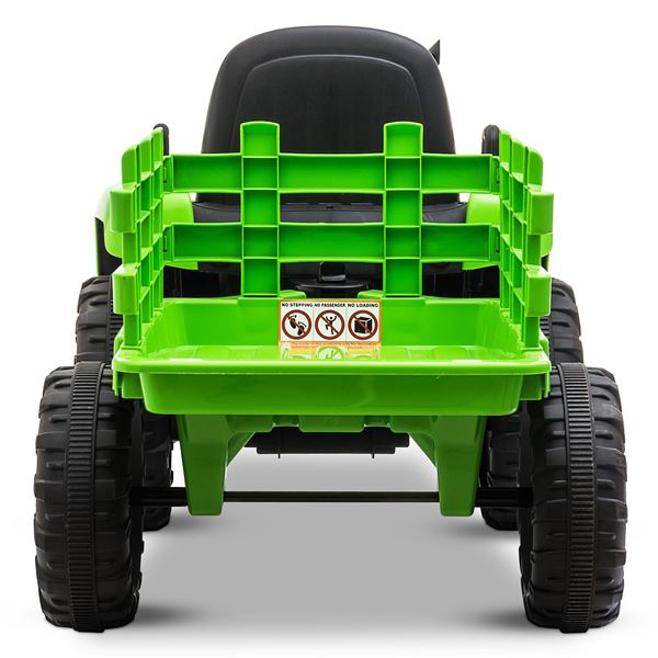 Tobbi 12v Ride On Green Tractor And Trailer