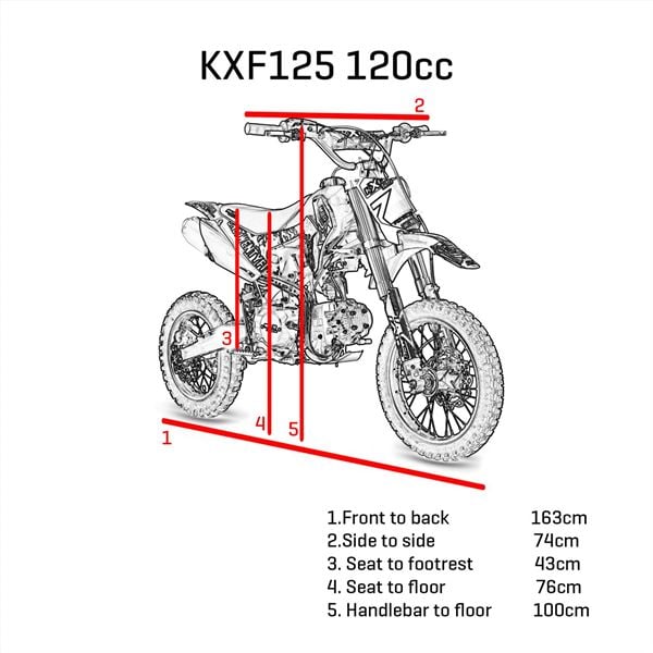 M2R Racing KXF125 120cc 14/12 76cm Black Red Pit Bike