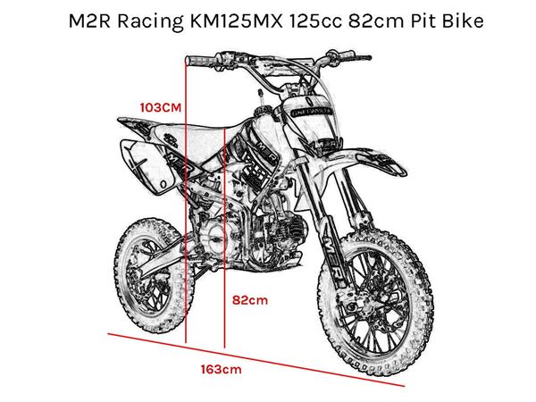 M2R Racing KM125MX 125cc 82cm Yellow Pit Bike