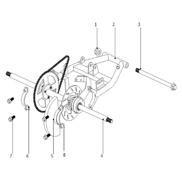 FunBikes Toxic 50cc Mini Quad Rear Swing Arm