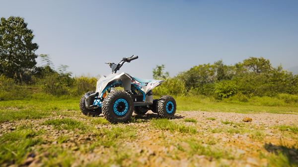 FunBikes T-Max Roughrider 2025 1100w 36v Nardo Grey/Blue Kids Midi Electric Quad Bike 35km/h
