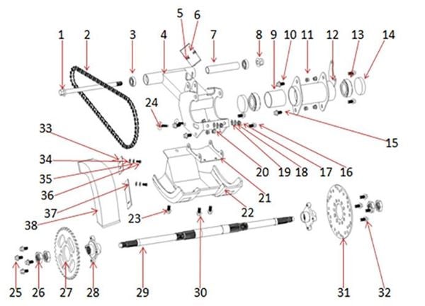 Funbikes T-Max Quad Bike Rear Axle