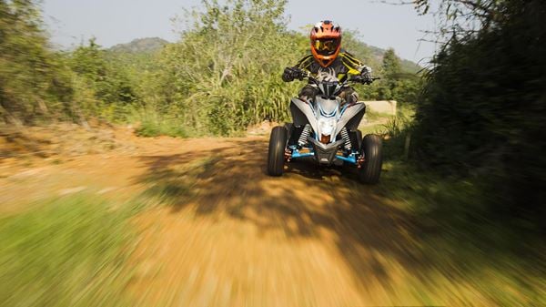 FunBikes T-Max Roughrider 2025 1100w 36v Nardo Grey/Blue Kids Midi Electric Quad Bike 35km/h