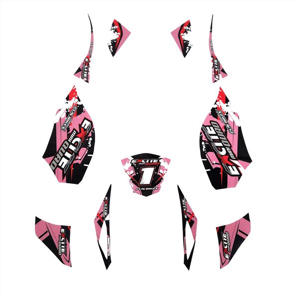 FunBikes Excite 50cc Mini Quad Sticker Set Pink