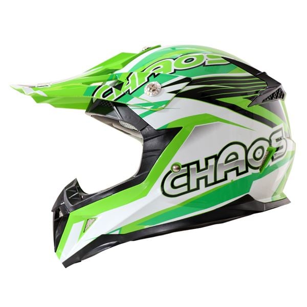 Chaos Kids Motocross Crash Helmet Green