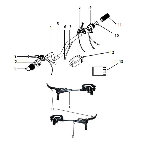 FunBikes MXR 2000w Electric Dirt Bike XOD Front Hydraulic  Brake Assembly 850mm