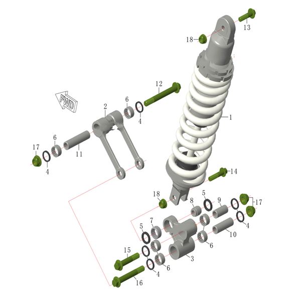 M2R RS-R 250cc Dirt Bike Rear Shock Absorber Top Bolt M10*40