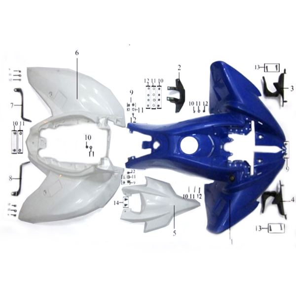 Pentora 125cc Quad Bike Blue Front Plastics